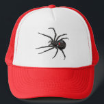 Black Widow Spider Original Drawing Art Trucker Hat<br><div class="desc">Custom Trucker Style Baseball Hat In Red And White Colours casual fun fashion statement accessory printed with Black Widow Spider Original Drawing Art hand drawn graphic design artwork illustration by TheFabricSeal print on demand shop at Zazzle.com #ZazzleMade ©️Original. https://www.zazzle.com/store/thefabricseal Celebrate Halloween and Goth any time of the year with our...</div>