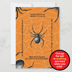 Black Widow Spider Rhyming Halloween party Invitation