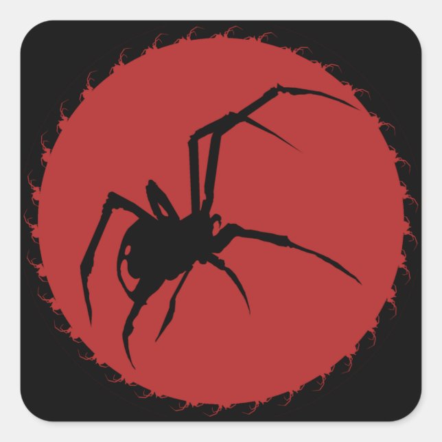 Black Widow Spider Square Sticker (Front)