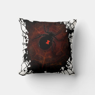 Black Widow Spider Web Gothic Aesthetic Spooky Throw Pillow