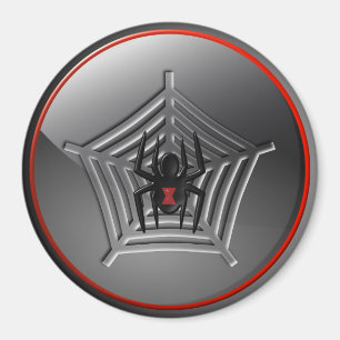 Black Widow Spider Web Halloween Fridge Magnet