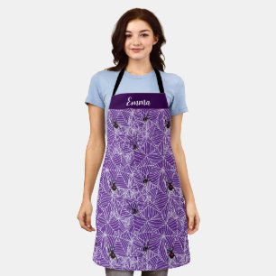 Black Widow Spider Web Purple  Apron