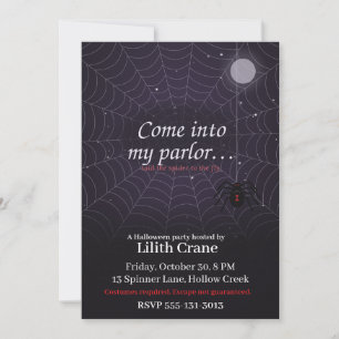 Black Widow Spider Web Spooky Halloween Party Invitation