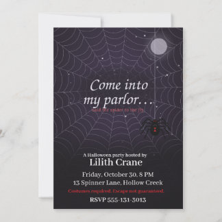 Black Widow Spider Web Spooky Halloween Party Invitation