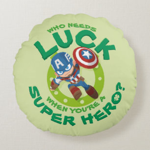 Black Widow "Who Needs Luck" Round Pillow