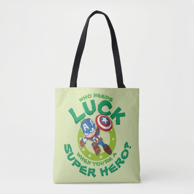 Black Widow "Who Needs Luck" Tote Bag (Front)