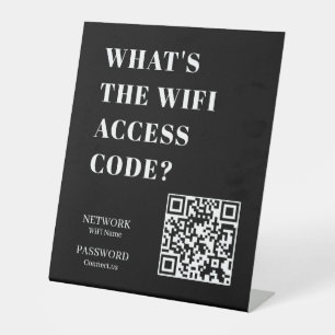 Black WiFi QR Code   Network Password Scan Display Pedestal Sign