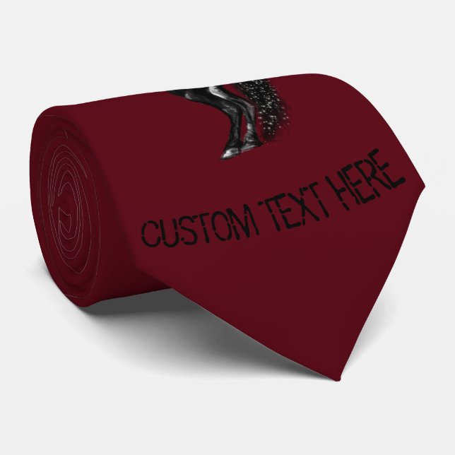 Black Wild Horse Neck Tie - Custom Colors and Text (Rolled)