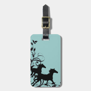 Black Wild Horses Luggage Tag