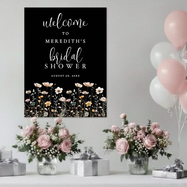 Black Wildflower Bridal Shower Poster (Black Wildflower Bridal Shower Poster )