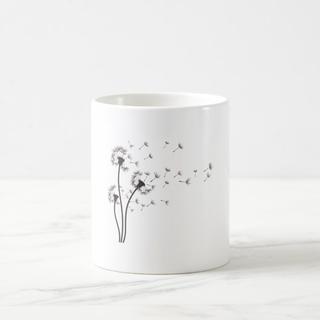 Black Wildflower Dandelion Coffee Mug (Center)