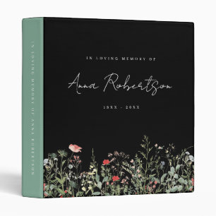 Black Wildflower Funeral Memory Album Binder
