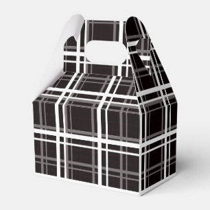 Black Windowpane Plaid Grid Stripes Pattern Design Favor Box