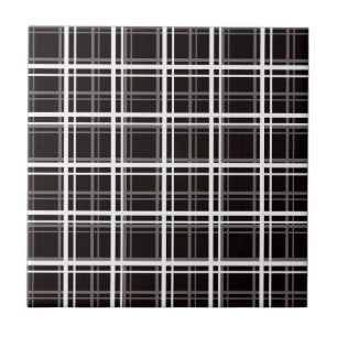 Black Windowpane Plaid Grid Stripes Pattern Design Tile