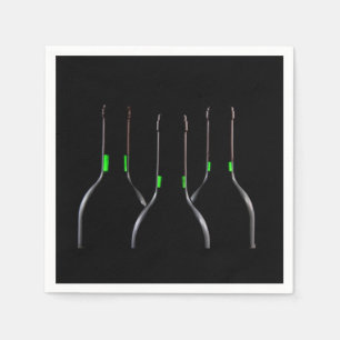 Black Wine Bottle Standard Cocktail Paper Napkin