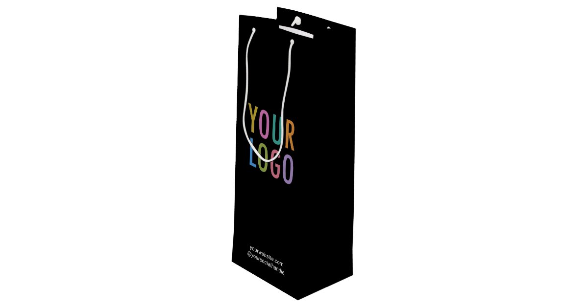 Black Wine Gift Bag Custom Logo Personalized Bulk Zazzle