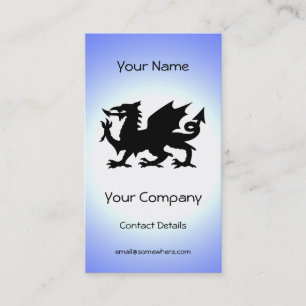Black Winged Wales Dragon Against Blue Sky Sun Business Card