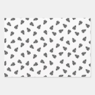  Black Winter Holiday  Wrapping Paper Sheet