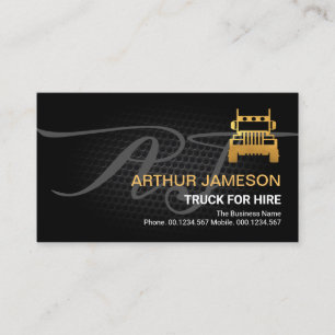 Black Wire Mesh Vignette Gold Truck Driver Business Card
