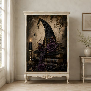 Black Witch Hat Purple Roses Gothic Spell Books Tissue Paper