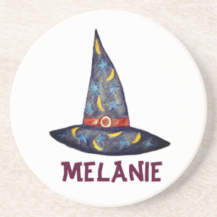 Black  Witch Hat,Stars Halloween Coasters
