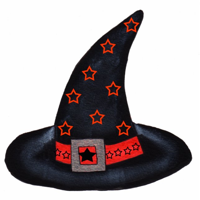 Black Witch Hat With Stars and Buckle Photo Sculpt Standing Photo Sculpture (Front)