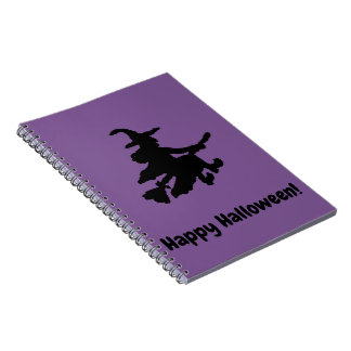 Black Witch on Purple - Happy Halloween  Notebook