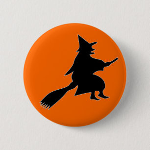 Black Witch Silhouette 2 Inch Round Button