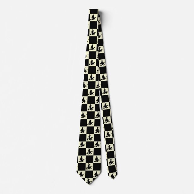 Black Witches Black & Yellow Chequered Tie (Front)