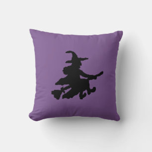 Black Witches on Purple Throw Pillow