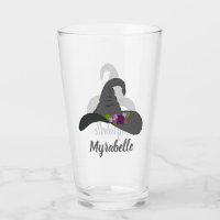 Black Witch's Hat with Flowers Personalized