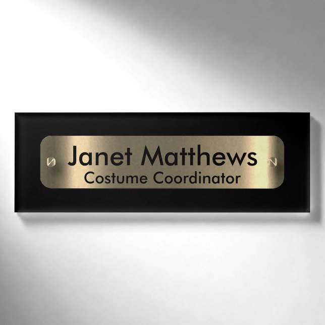 Black with A Gold Label Plate - Personalized (Front)