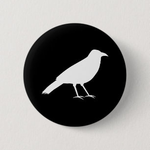 Black with a White Crow. 2 Inch Round Button