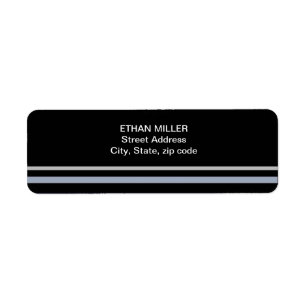 Black with Blue Stripes Return Label