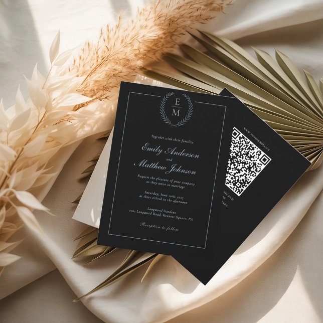 Black With Blue Wedding Invitation QR Code (Creator Uploaded)