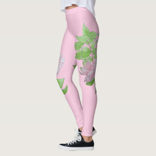 black with bold pink flower pattern floral leggings