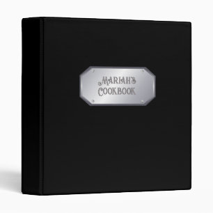 Black with Engraved Silver Nameplate Recipe Binder