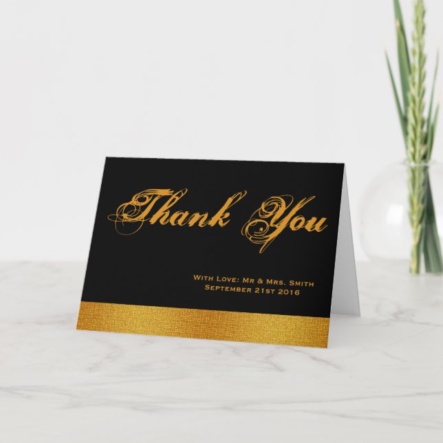 Black with Gold Badge Band Thank You Card (Front)