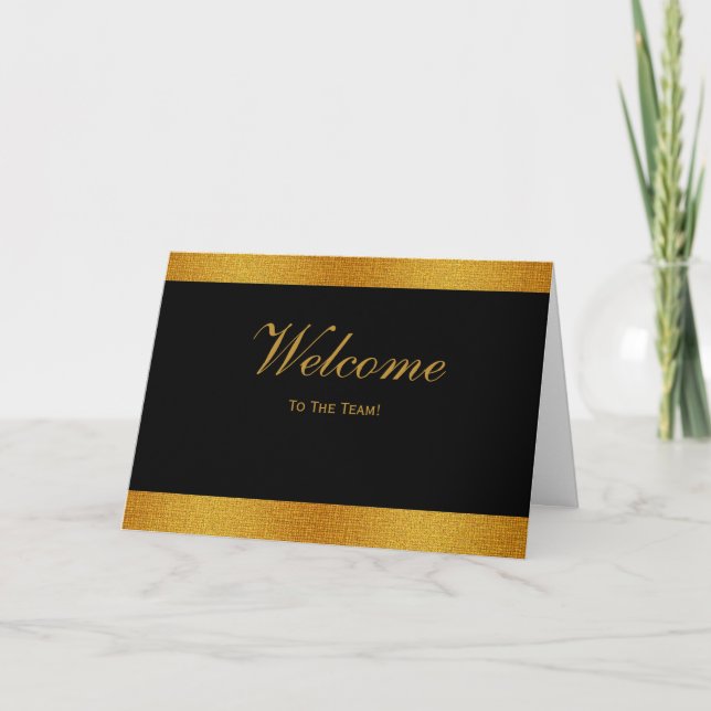 Black with Gold Badge Band Welcome Card (Front)