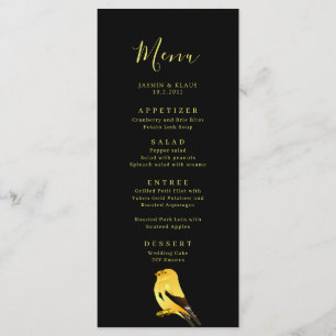 Black With Gold Birds Wedding  Menu
