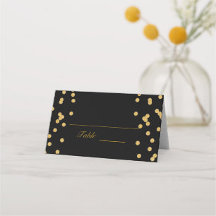 Black with Gold Confetti Place Card