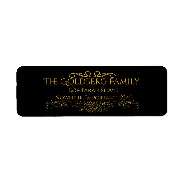 Black with gold embellishments return address  (Front)