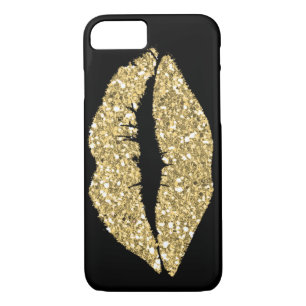 Black with Gold Glam Lips Case-Mate iPhone Case