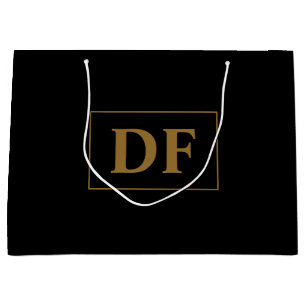 Black With Gold Initials Large Gift Bag