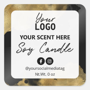 Black With Gold Ink Soy Candle Labels