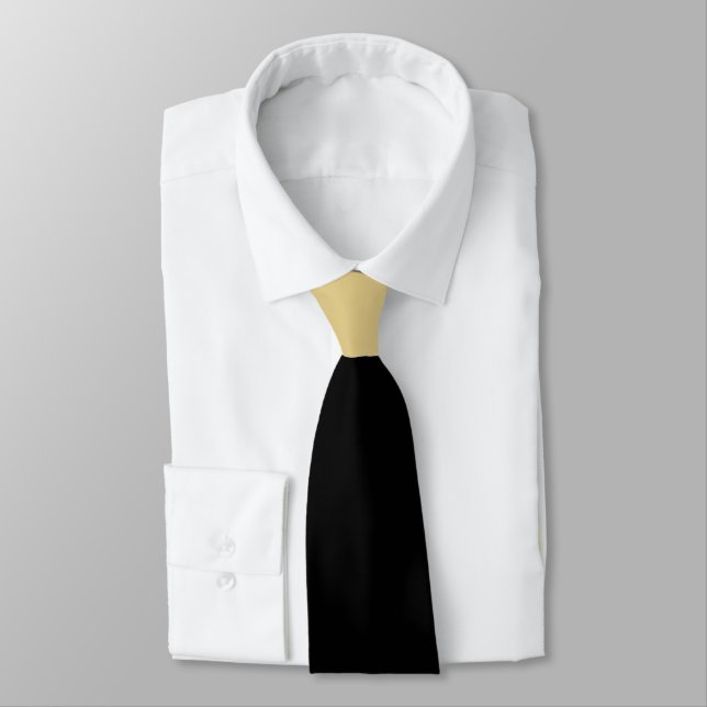 Black with Gold Knot Contrast Tie (Tied)