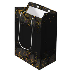 Black with Gold Leaf Border Medium Gift Bag