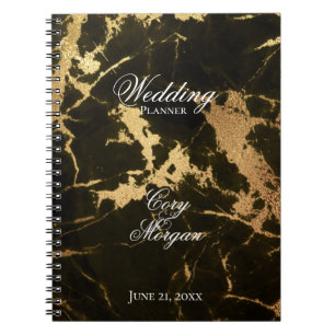 Black with Gold Marbling Wedding Planner Notebook