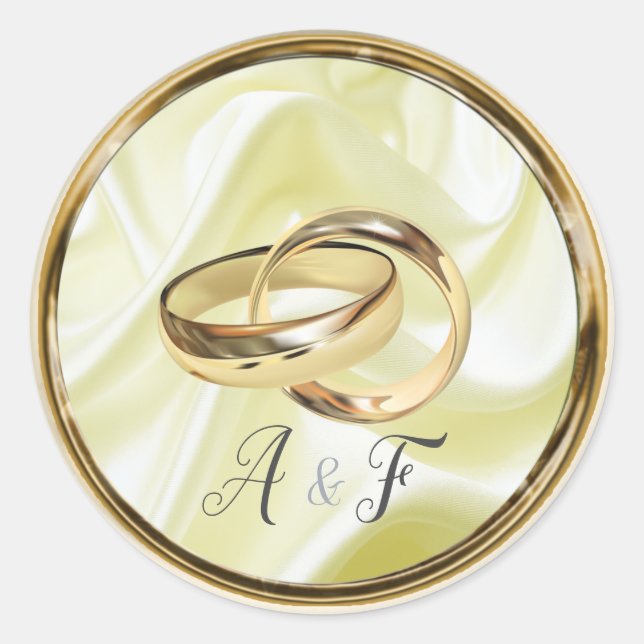 Black with Gold on Champagne Silk Classic Round Sticker (Front)