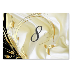 Black with Gold on Champagne Silk Table Number